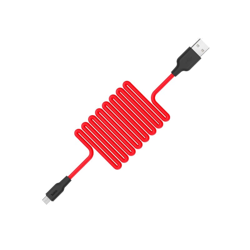 Кабель USB Hoco X21 PLUS Micro силиконовый черно-красный 1м