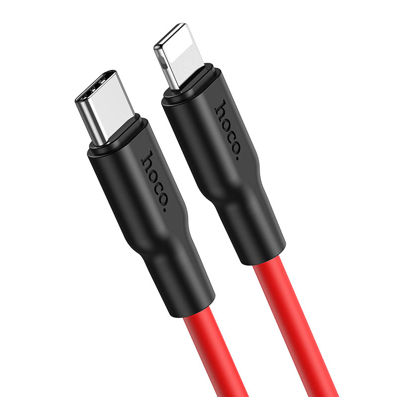 Кабель USB-C X21 PLUS Apple PD силиконовый черно-красный 1м